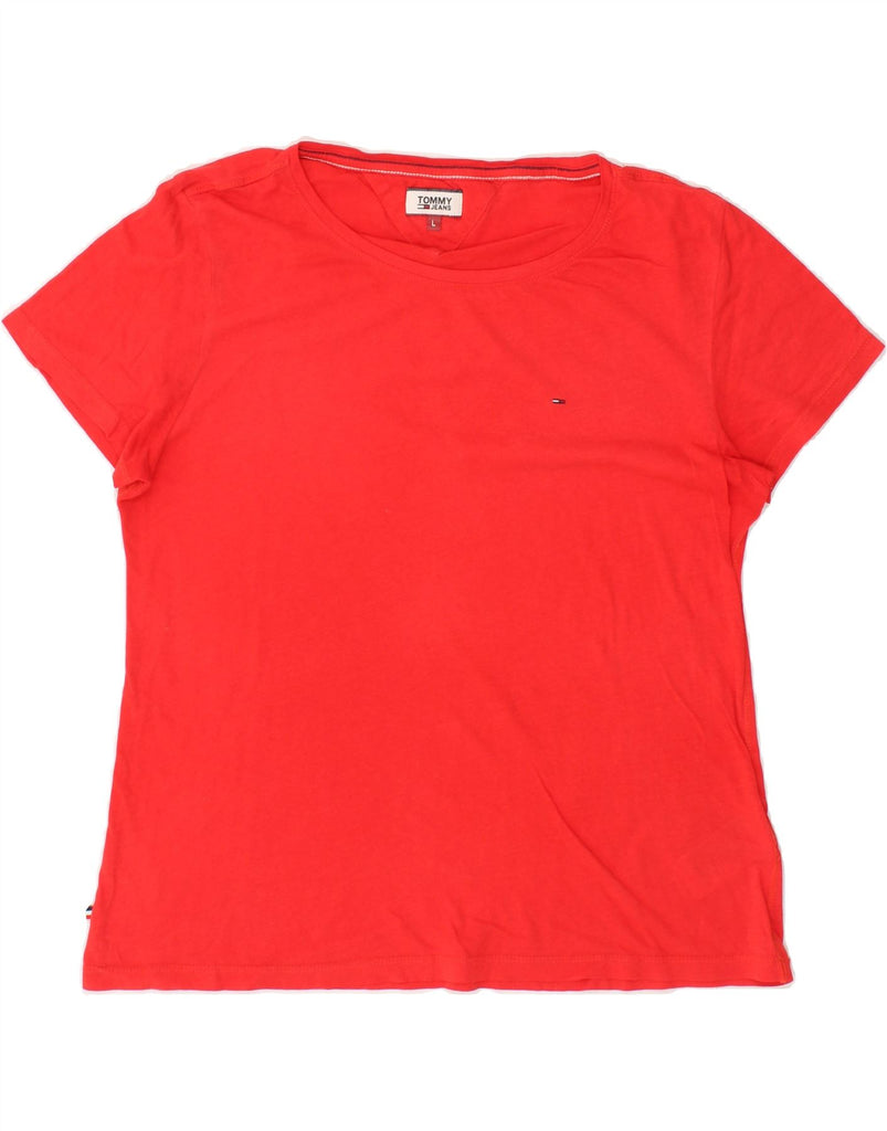 TOMMY HILFIGER Womens T-Shirt Top UK 16 Large Red Cotton Vintage Tommy Hilfiger and Second-Hand Tommy Hilfiger from Messina Hembry 