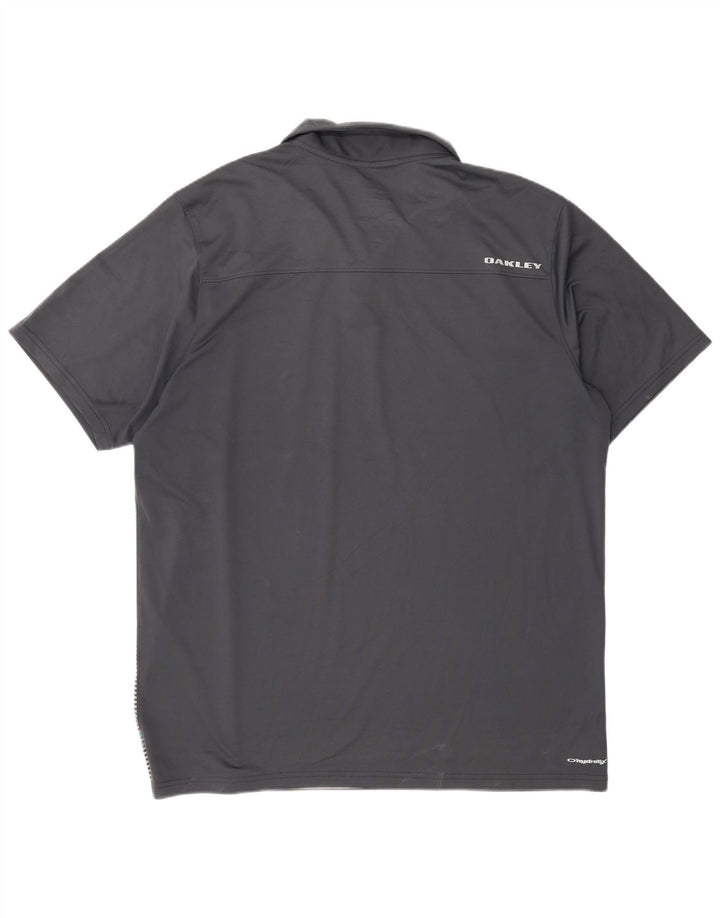 Oakley Mens Regular Fit Polo Shirt XL Grey Striped