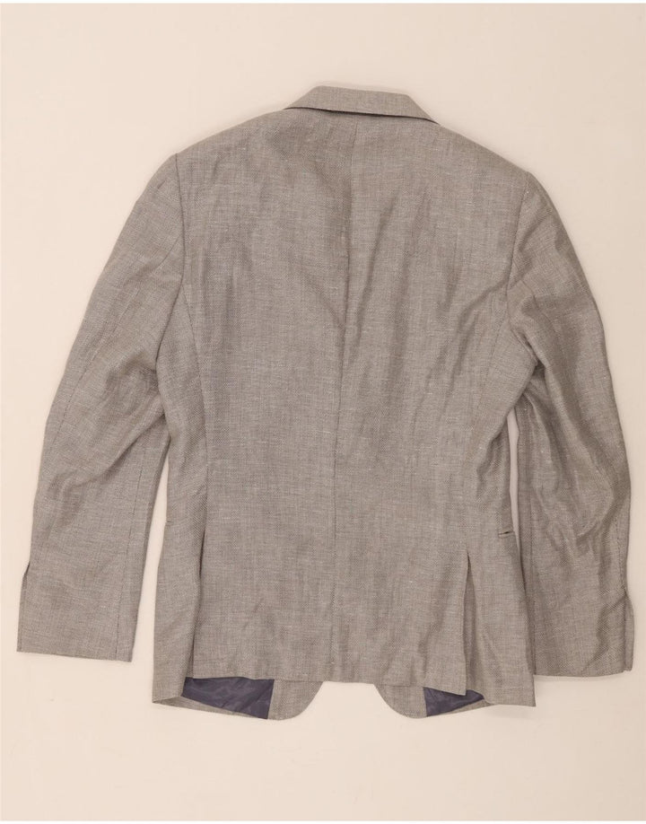 Reiss Mens 2 Button Blazer Jacket UK 38 Medium Grey Wool