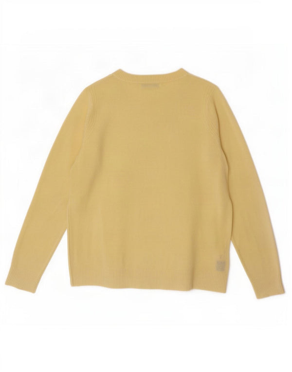 Marks & Spencer Womens Boat Neck Jumper Sweater UK 12 Medium Yellow Acrylic