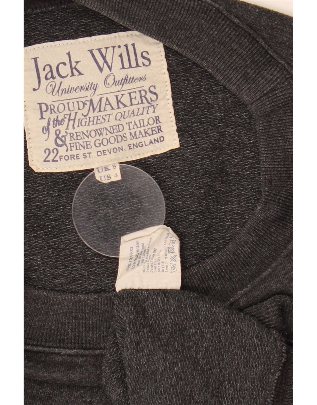 JACK WILLS Womens Graphic Oversized Sweatshirt Jumper UK 8 Small Grey