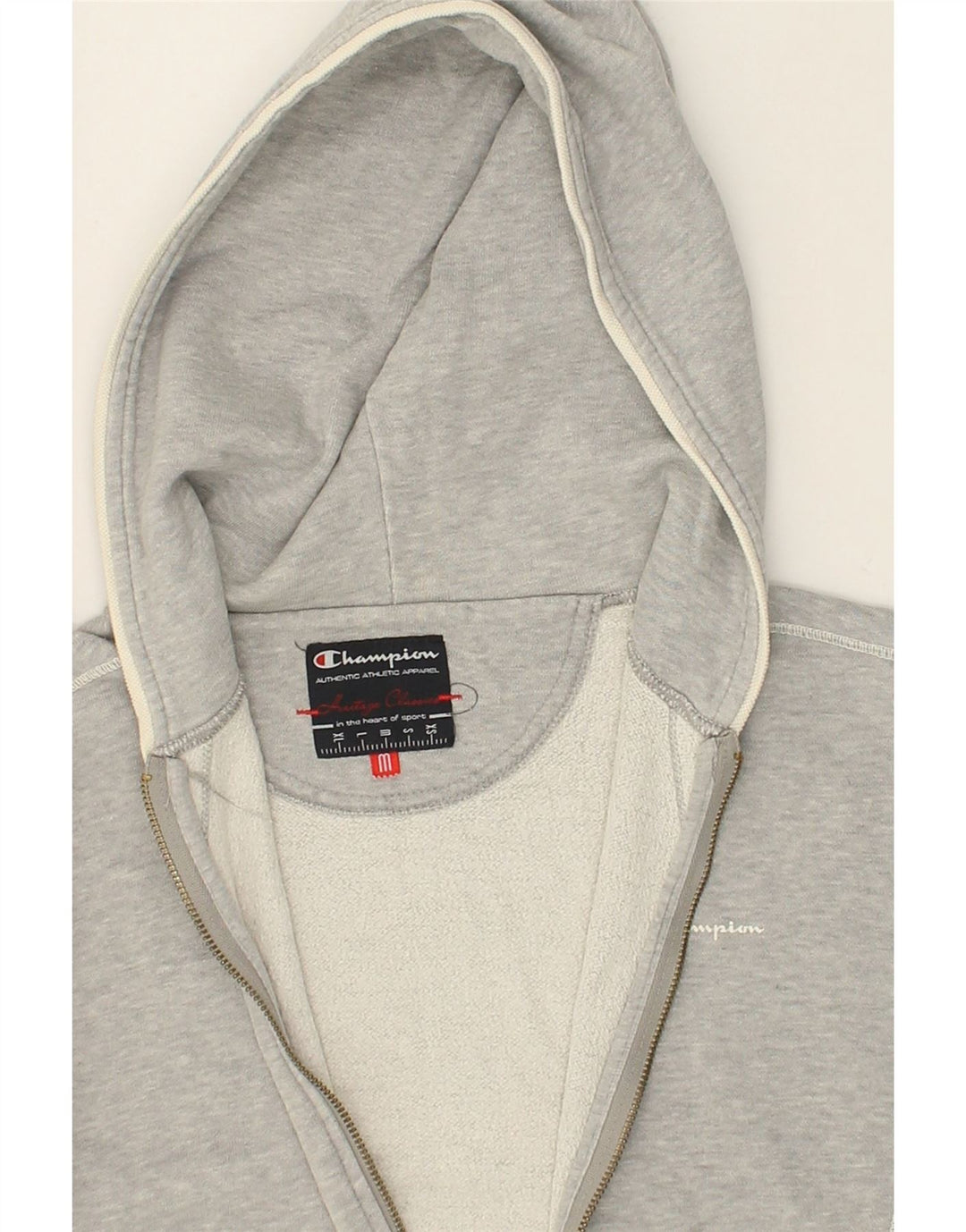 CHAMPION Womens Zip Hoodie Sweater UK 14 Medium Grey Cotton | Vintage Champion | Thrift | Second-Hand Champion | Used Clothing | Messina Hembry 