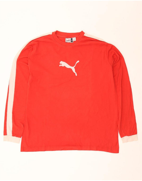 Puma Mens Graphic Top Long Sleeve XL Red Colourblock