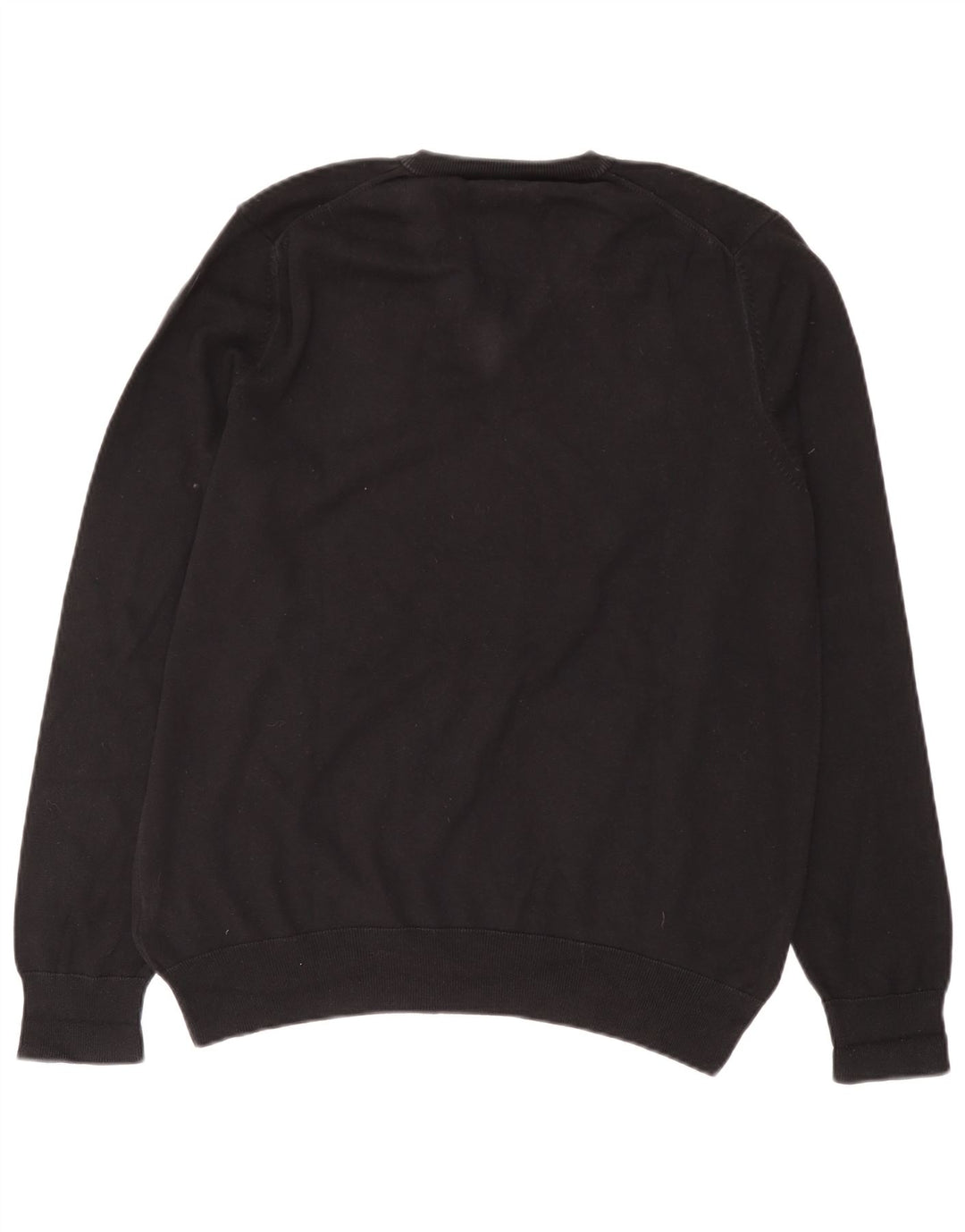 Marks & Spencer Mens V-Neck Jumper Sweater Large Black Cotton