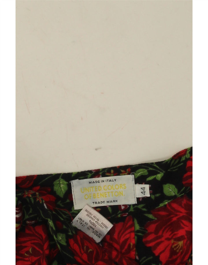 Benetton Womens Pleated Maxi Skirt IT 44 Medium W28 Multicoloured Floral