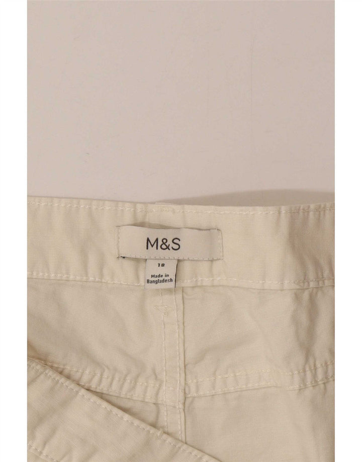 Marks & Spencer Womens Cargo Shorts UK 18 XL W38  Off White Cotton