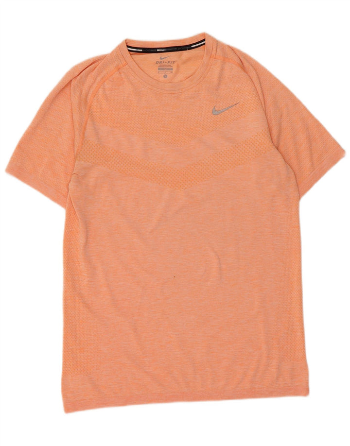 Nike Mens Dri Fit T-Shirt Top Small Orange Striped