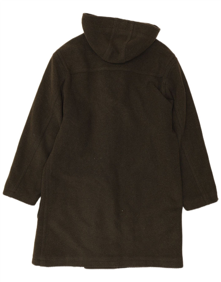 Vintage Mens Hooded Duffle Coat UK 38 Medium Khaki Wool