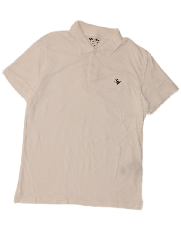 JACK & JONES Mens Polo Shirt Medium White Cotton