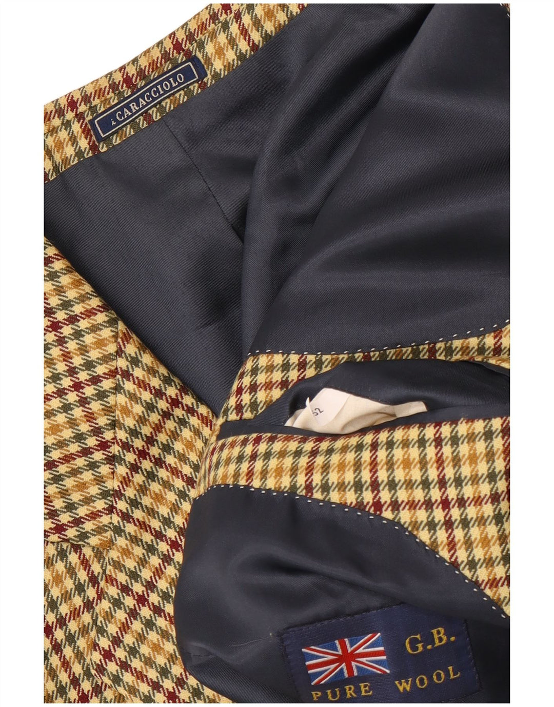 Caracciolo Mens 2 Button Blazer Jacket IT 52 XL Brown Houndstooth