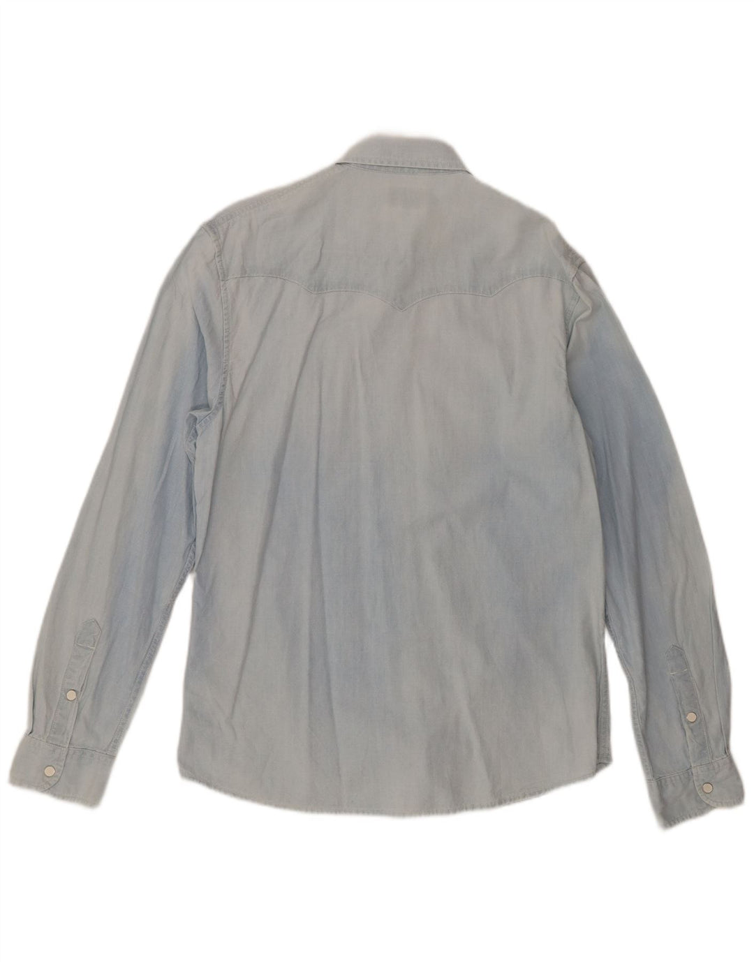 Wrangler Mens Regular Shirt Medium Blue Cotton