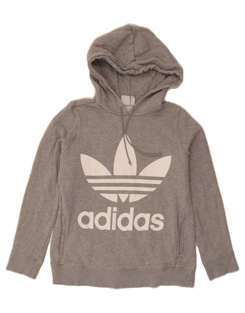 ADIDAS Womens Graphic Hoodie Jumper UK 12 Medium  Grey Cotton Vintage Adidas and Second-Hand Adidas from Messina Hembry 