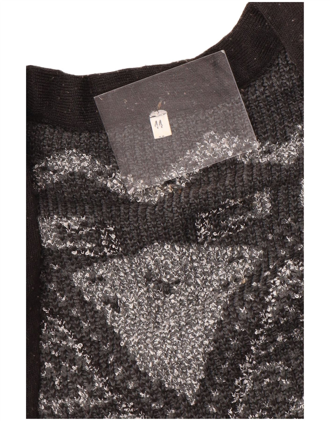 VINTAGE Womens Longline Open Cardigan Sweater EU 44 XL Grey Geometric