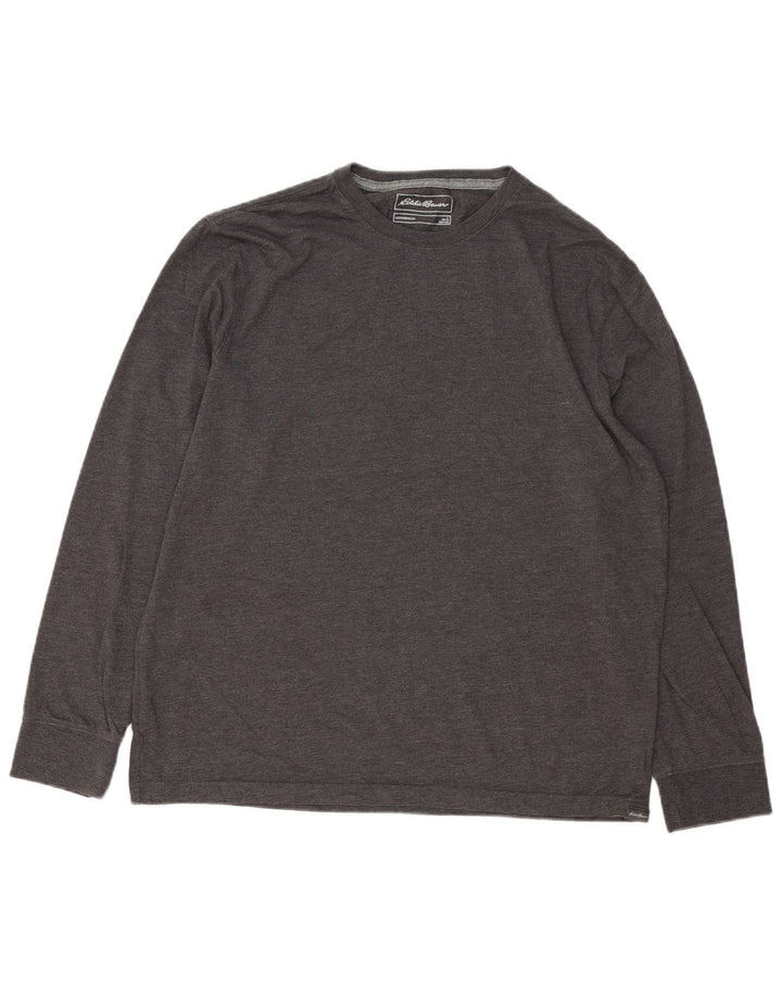 EDDIE BAUER Mens Top Long Sleeve Large Grey Cotton