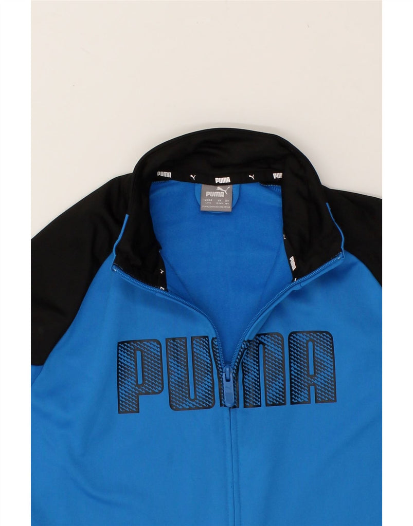 PUMA Boys Graphic Tracksuit Top Jacket 13-14 Years Blue Colourblock | Vintage Puma | Thrift | Second-Hand Puma | Used Clothing | Messina Hembry 