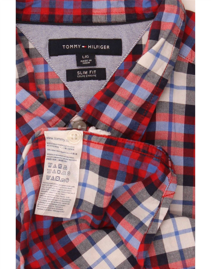 Tommy Hilfiger Mens Short Sleeve Slim Fit Shirt Large Multicoloured Check