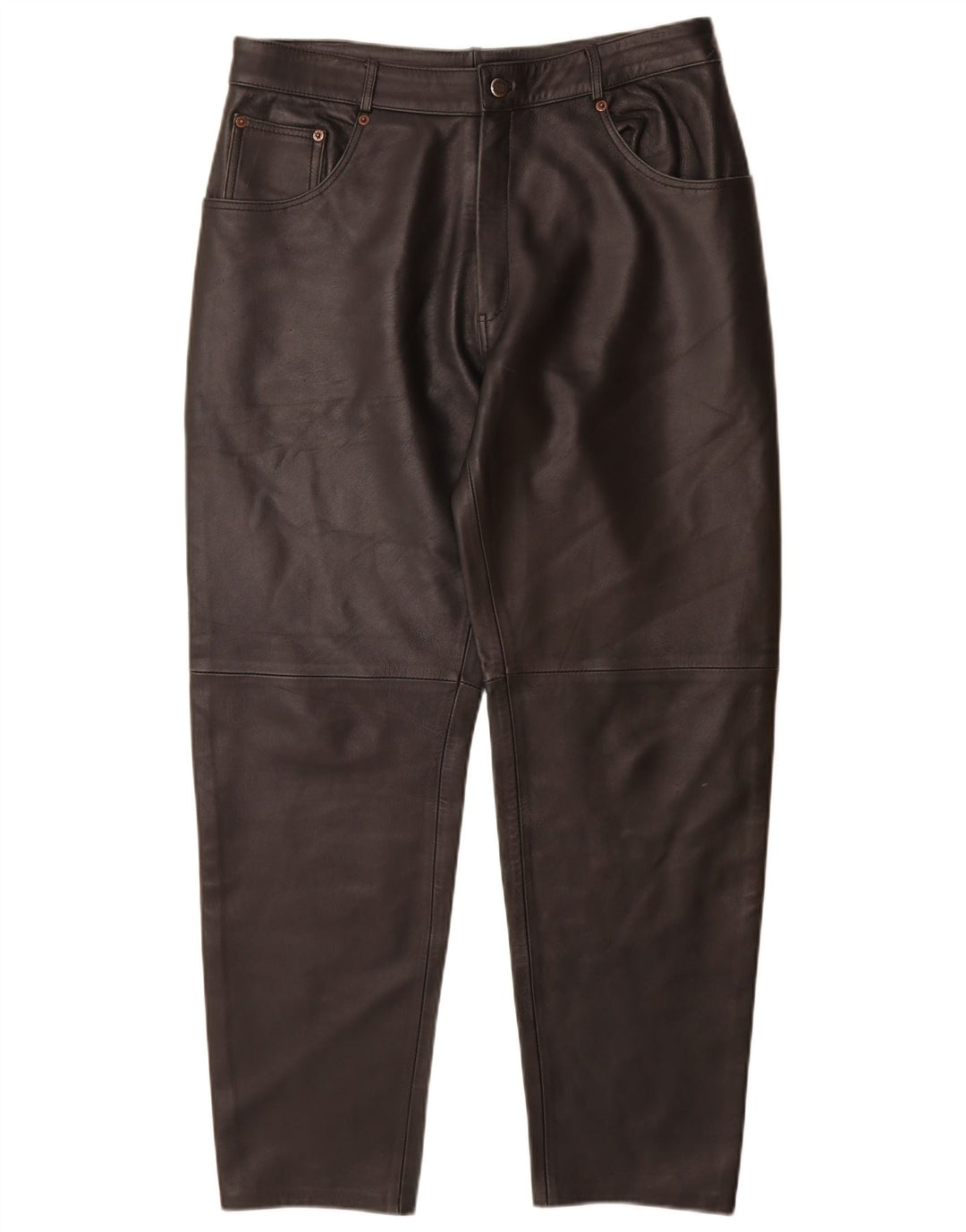 Vintage Womens Tapered Leather Trousers IT 44 Medium W32 L29 Black