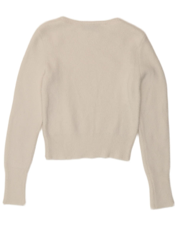Zara Womens Crop Boat Neck Jumper Sweater UK 10 Small White