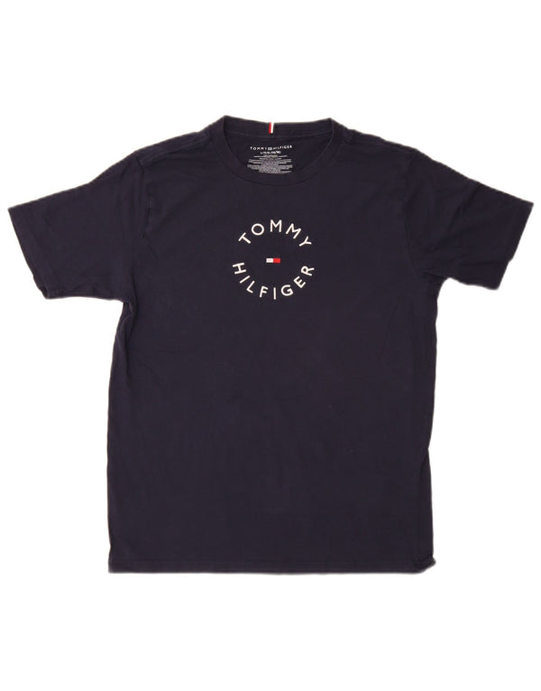 Tommy Hilfiger Boys Graphic T-Shirt Top 14-15 Years Large Navy Blue Cotton