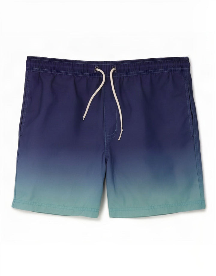 Marks & Spencer Mens Swimming Shorts Medium Blue Colourblock Polyester