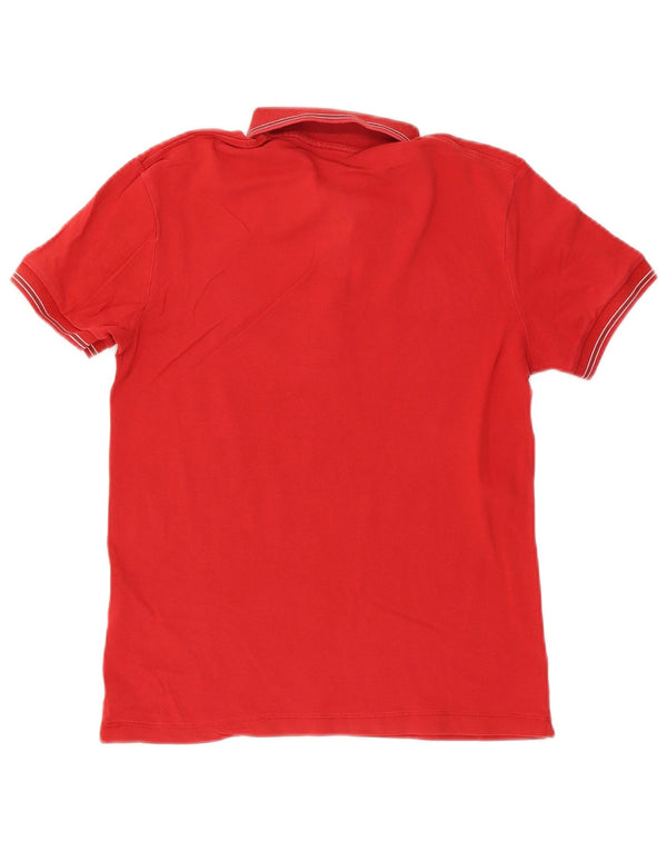 Gas Mens Polo Shirt Medium Red Striped Cotton