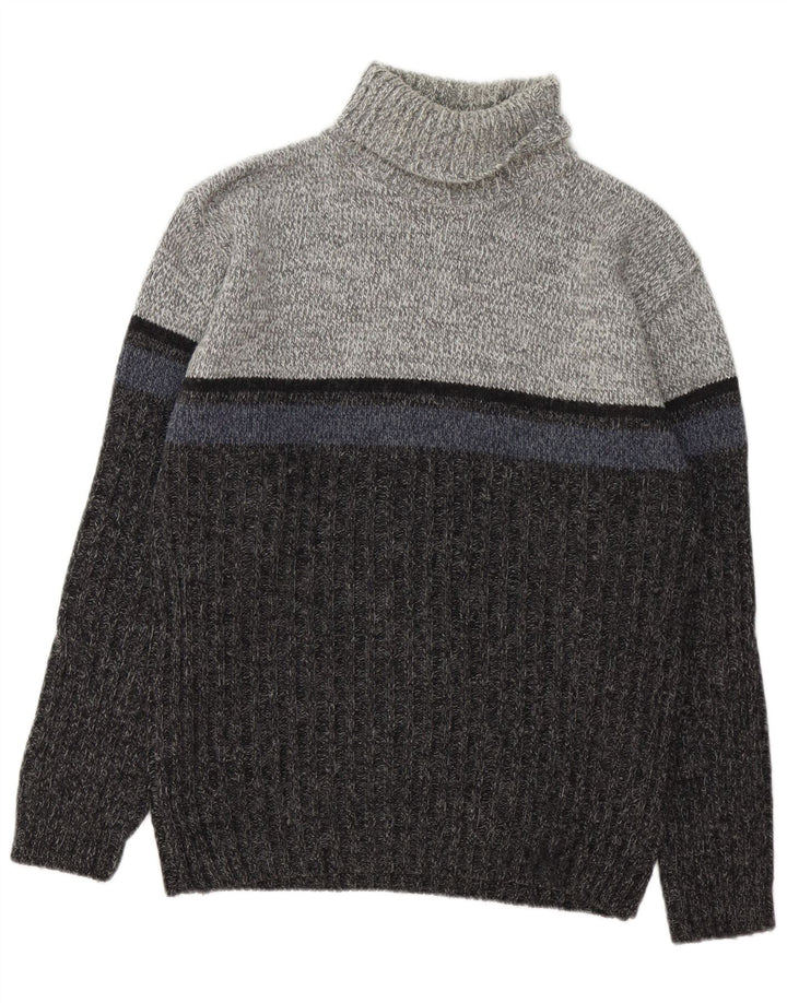 C&A Mens Canda Roll Neck Jumper Sweater Large Grey Colourblock