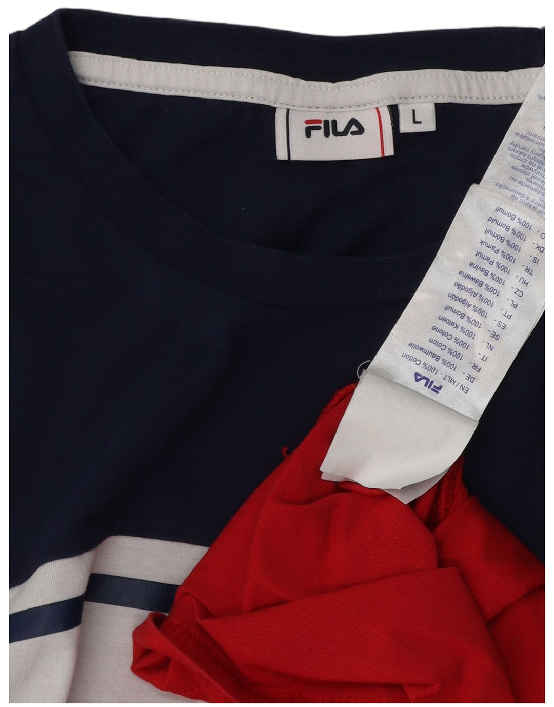 FILA Mens T-Shirt Top Large Multicoloured Colourblock Cotton