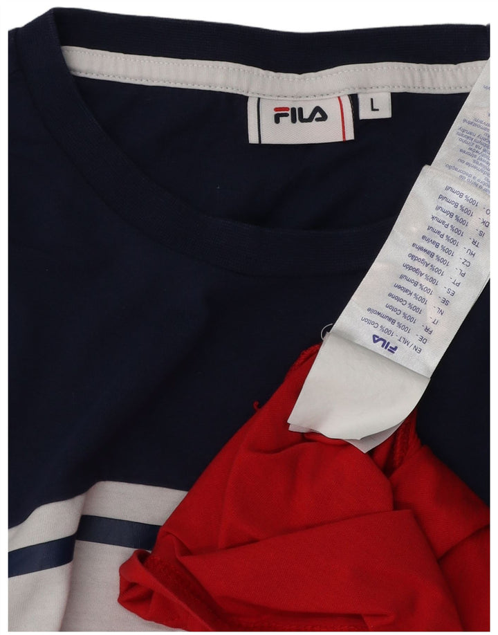 FILA Mens T-Shirt Top Large Multicoloured Colourblock Cotton
