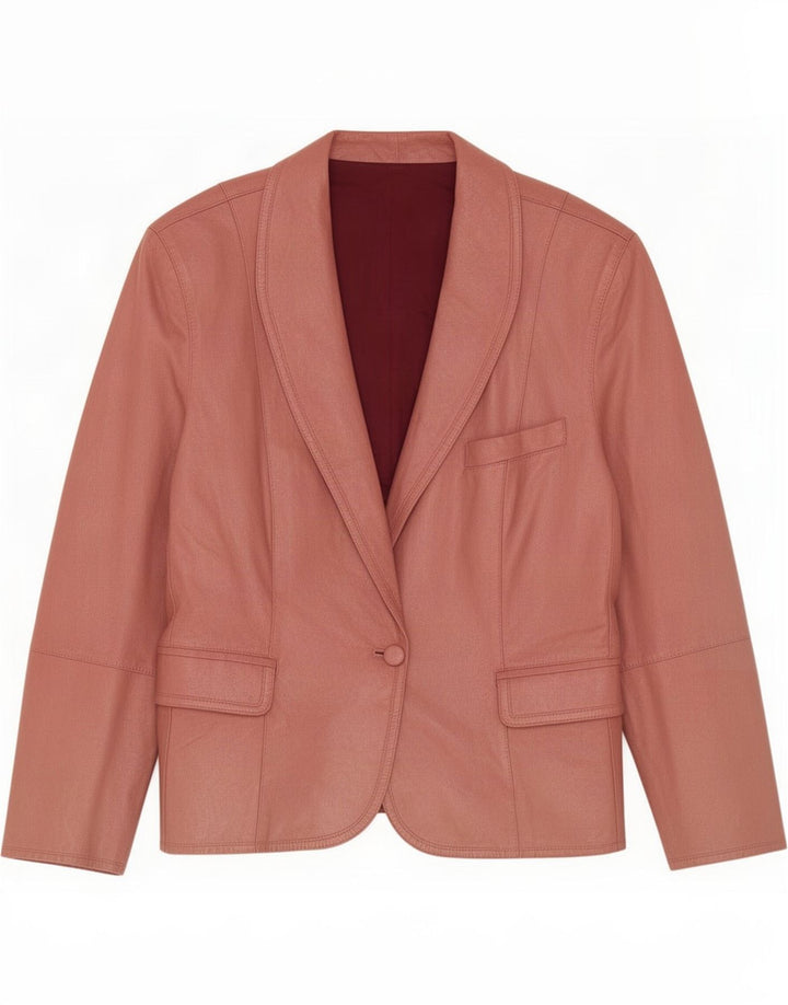 Vintage Womens 1 Button Leather Blazer Jacket IT 44 Medium Pink