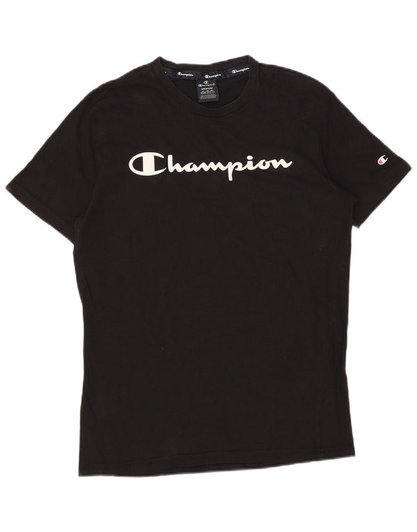 CHAMPION Mens Graphic T-Shirt Top Medium Navy Blue Cotton