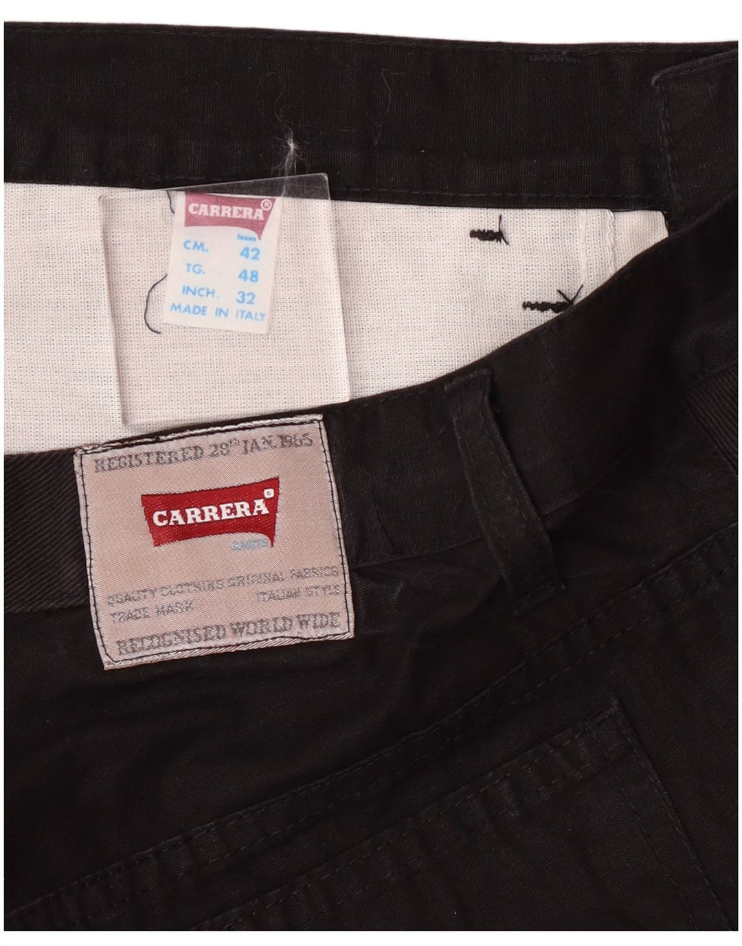 Carrera Mens Straight Casual Trousers W35 L28 Black Cotton