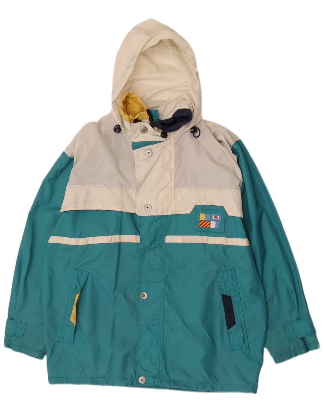 K-Way Mens Hooded Ski Jacket UK 40 Large Blue Colourblock Polyester