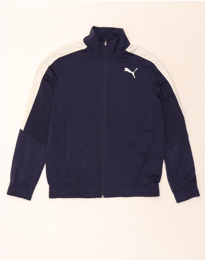 Puma Mens Tracksuit Top Jacket Medium Navy Blue Colourblock Polyester