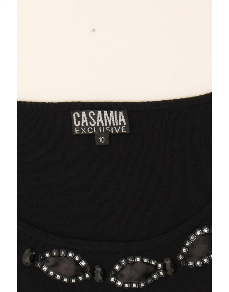CASAMIA Womens 3/4 Sleeve Boat Neck Jumper Sweater UK 10 Small  Black Vintage Casamia and Second-Hand Casamia from Messina Hembry 
