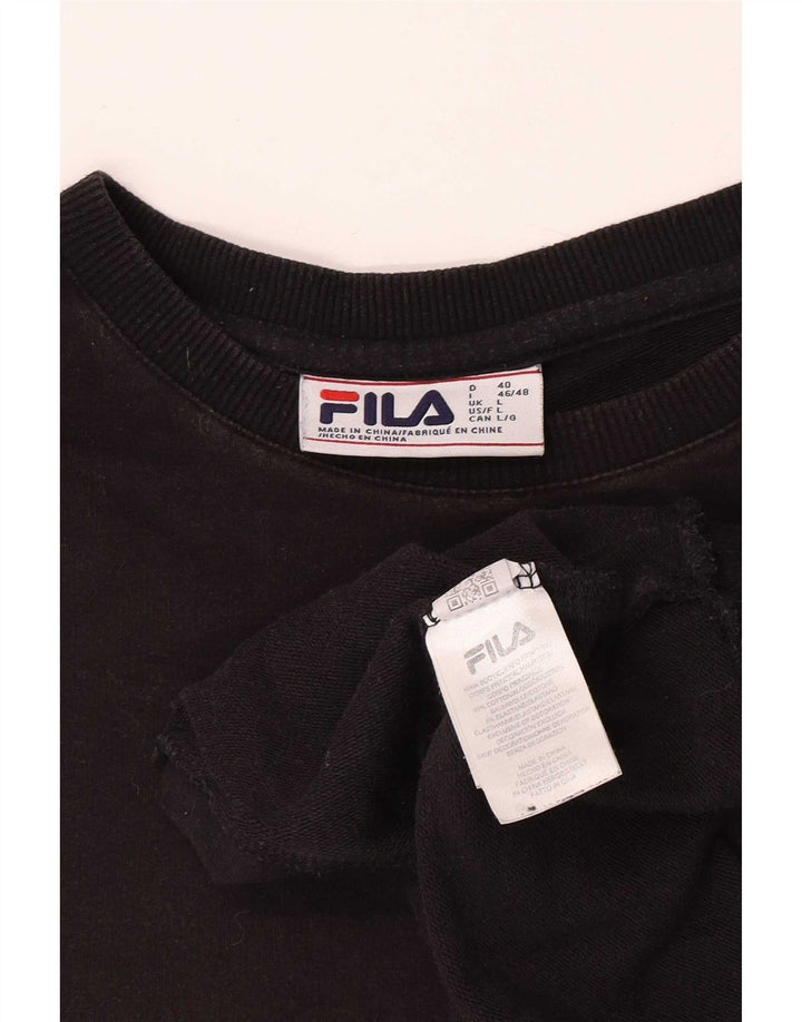 Fila Womens Oversized Sweatshirt Jumper UK 16 Large Black Cotton