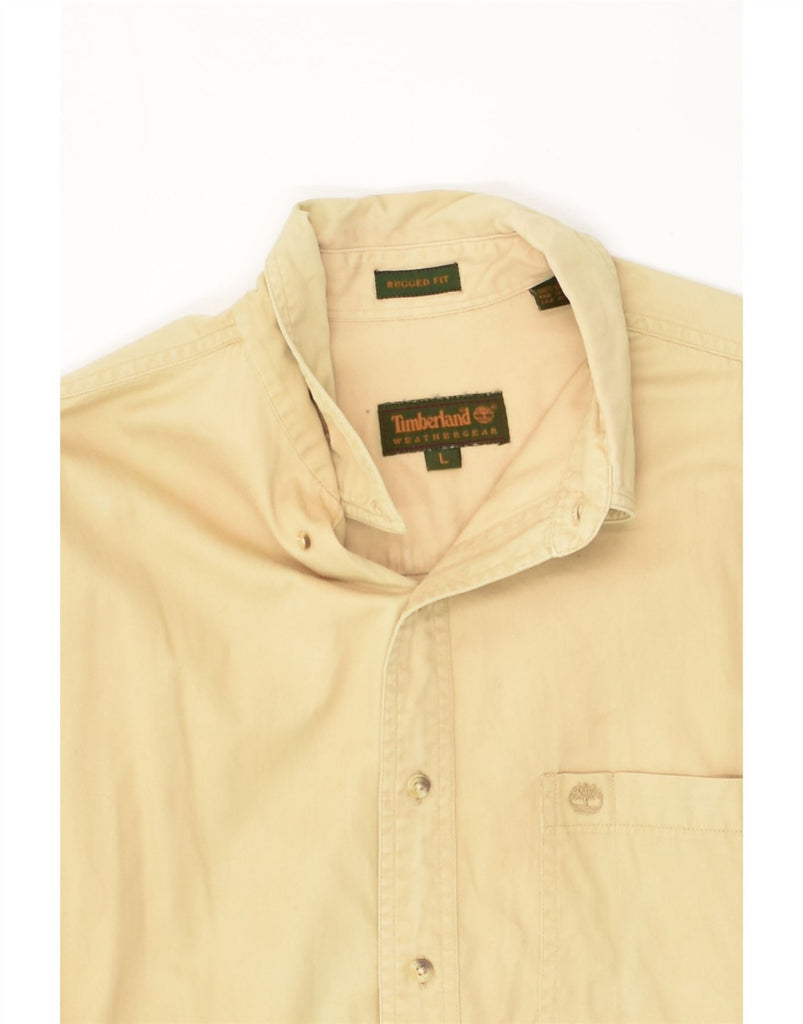TIMBERLAND Mens Rugged Shirt Large Beige Cotton | Vintage Timberland | Thrift | Second-Hand Timberland | Used Clothing | Messina Hembry 