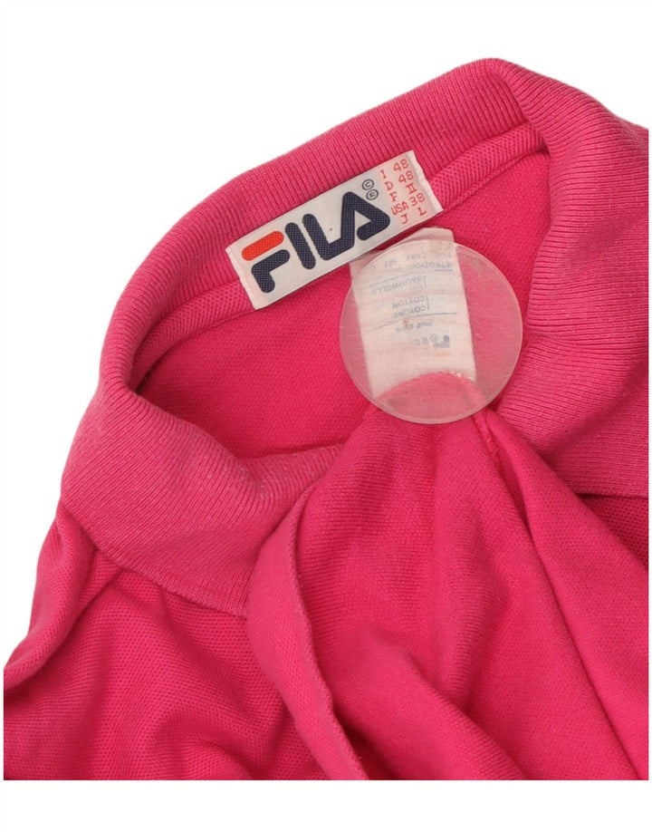 Fila Mens Polo Shirt IT 48 Medium Pink Cotton