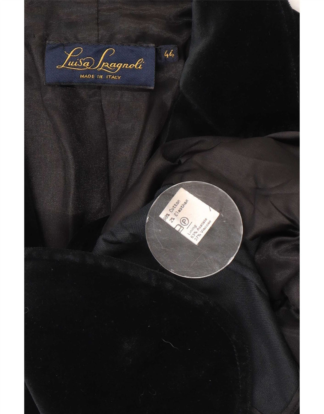 Luisa Spagnoli Womens 2 Button Velvet Blazer Jacket IT 44 Medium Black
