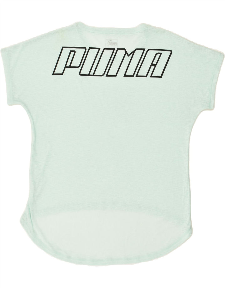 PUMA Womens See Through Graphic T-Shirt Top UK 14 Medium Green | Vintage Puma | Thrift | Second-Hand Puma | Used Clothing | Messina Hembry 
