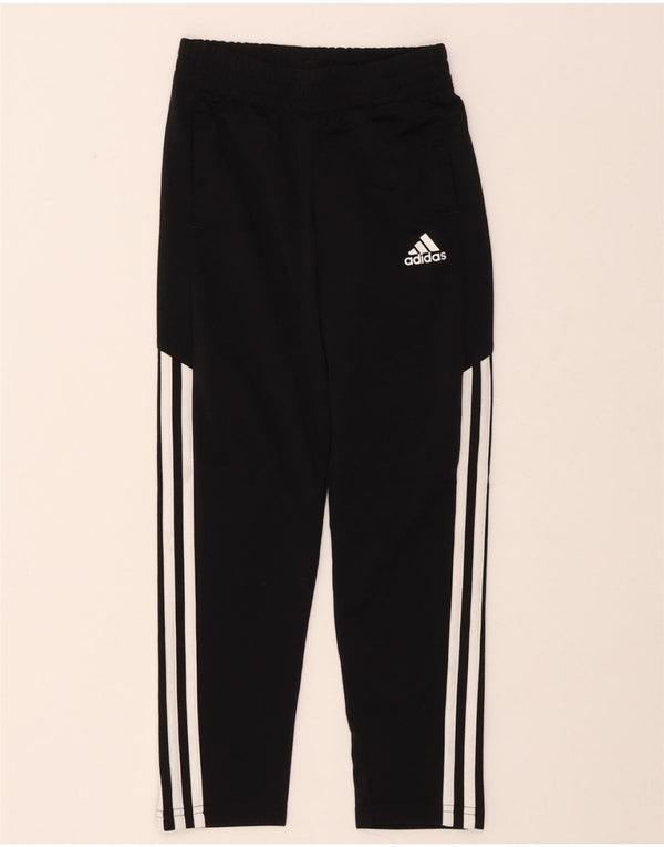 ADIDAS Girls Tracksuit Trousers 7-8 Years Black Polyester