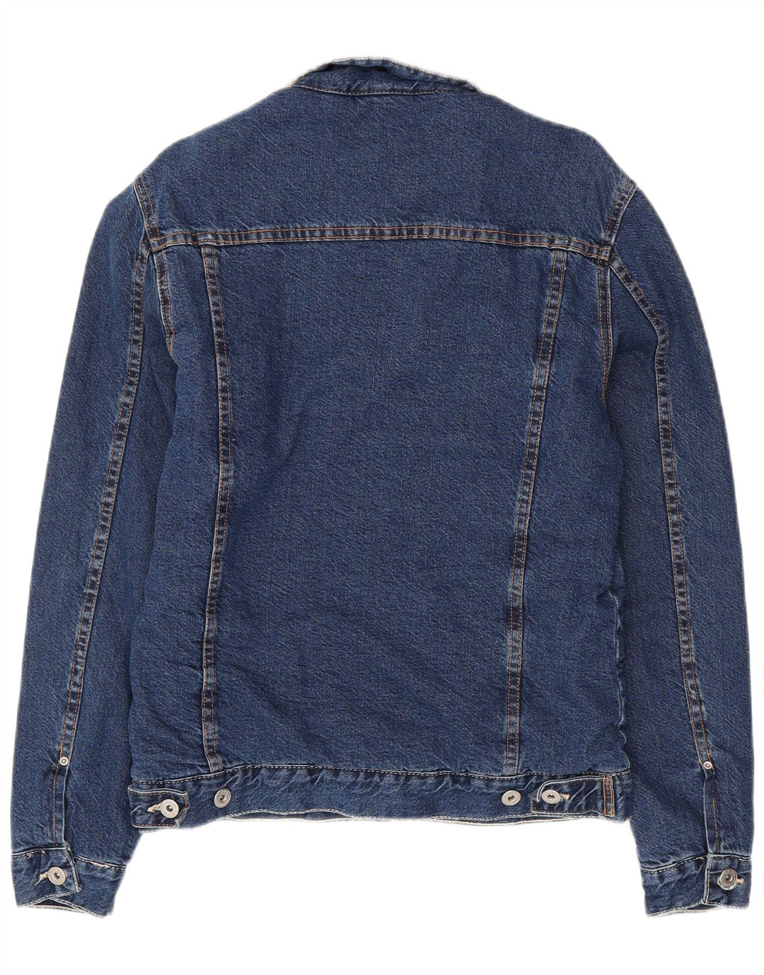 ZARA Mens Sherpa Denim Jacket UK 40 Large Navy Blue Cotton