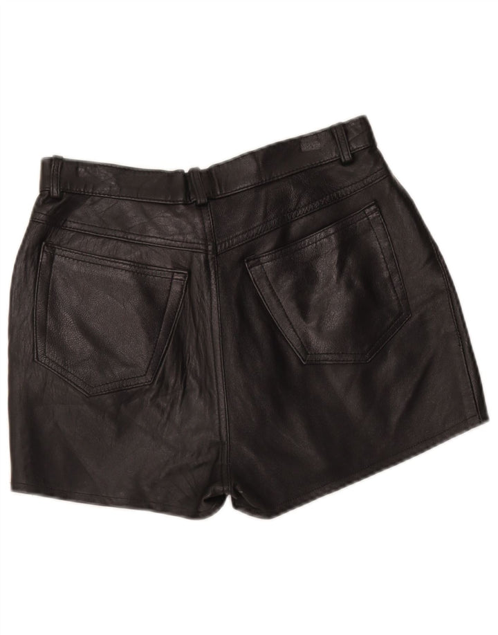 Vintage Womens Leather Shorts W28 Medium Black
