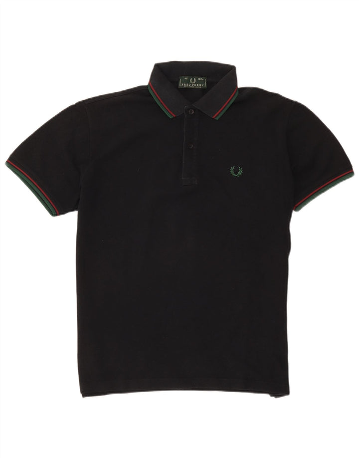 Fred Perry Mens Polo Shirt Medium Black Striped Cotton