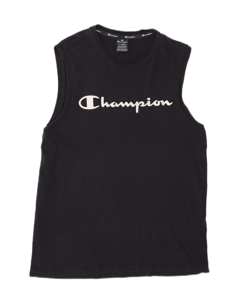 CHAMPION Mens Graphic Vest Top XL Navy Blue Vintage Champion and Second-Hand Champion from Messina Hembry 