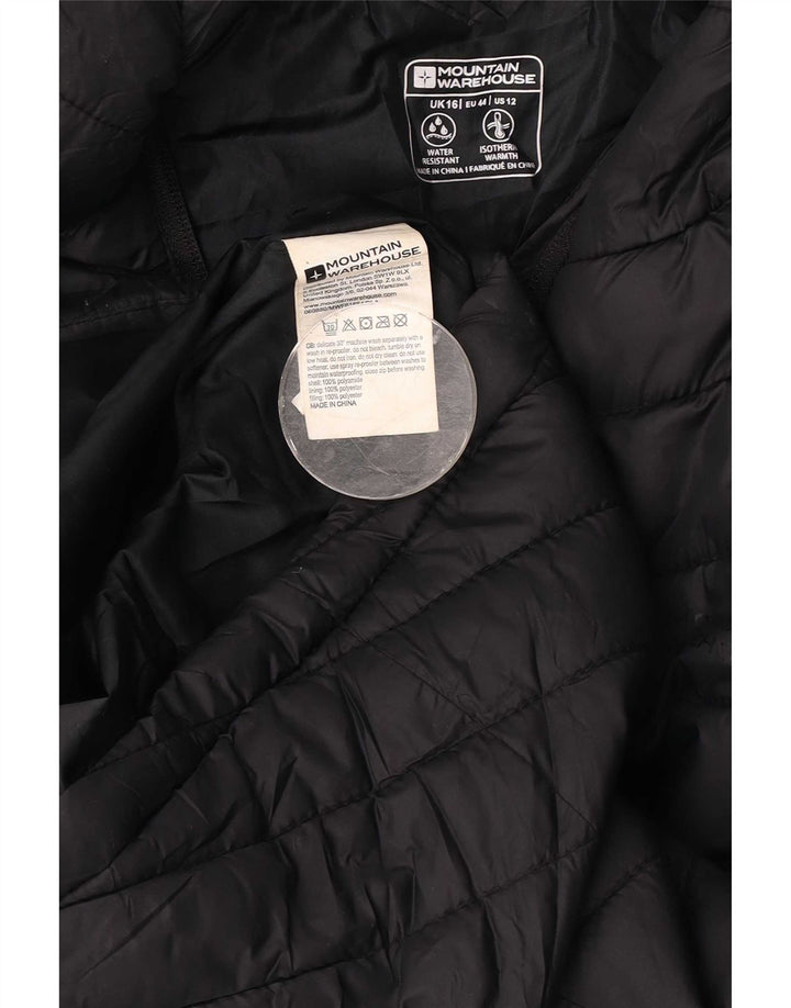 Mountain Warehouse Womens Hooded Padded Jacket UK 16 Large Black Polyamide