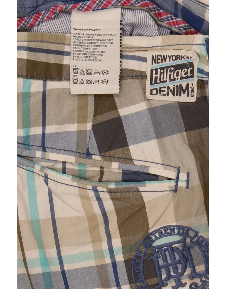 Tommy Hilfiger Mens Chino Shorts W34 Large Multicoloured Plaid Cotton