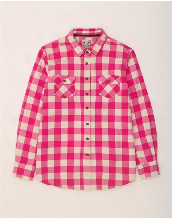 Crew Clothing Womens Oversized Shirt UK 10 Small Pink Gingham Cotton