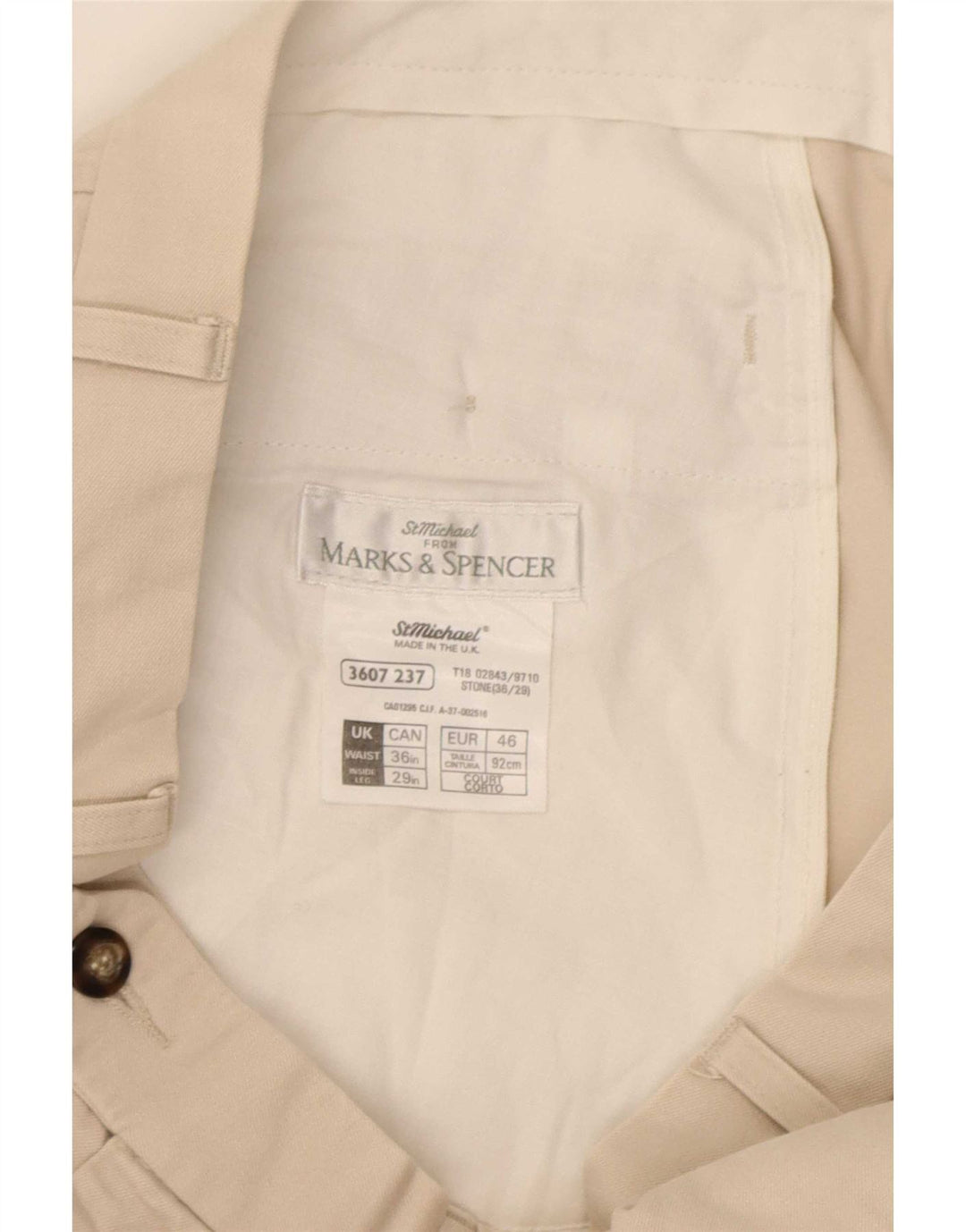Marks & Spencer Mens Pegged Suit Trousers W36 L29 Beige Cotton