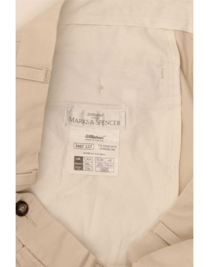 Marks & Spencer Mens Pegged Suit Trousers W36 L29 Beige Cotton