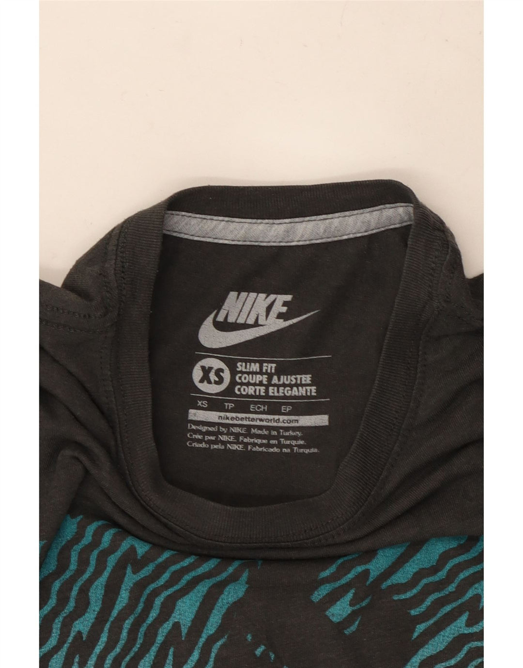 NIKE Womens Slim Fit Graphic T-Shirt Top UK 6 XS Black